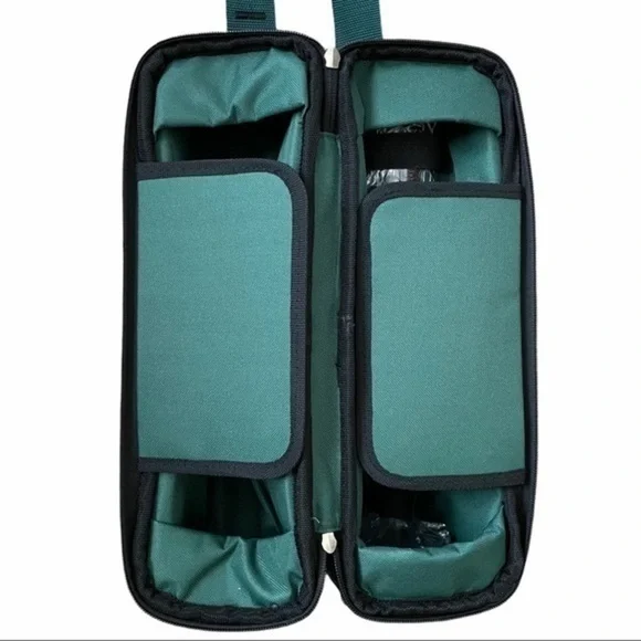 Insulated Wine Tote Portable Caddy Set Travel Bag Picnic Kit - Picture 4 of 7